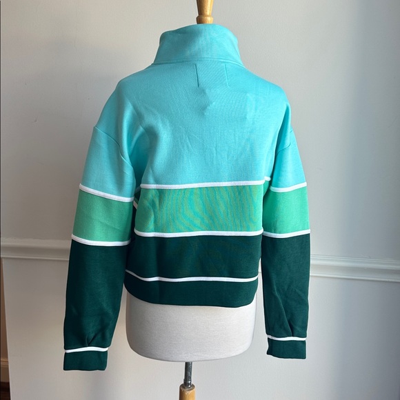 Addison Bay JV Quarter Zip Sweatshirt Green Stripe Preppy Small NWT - Picture 5 of 7